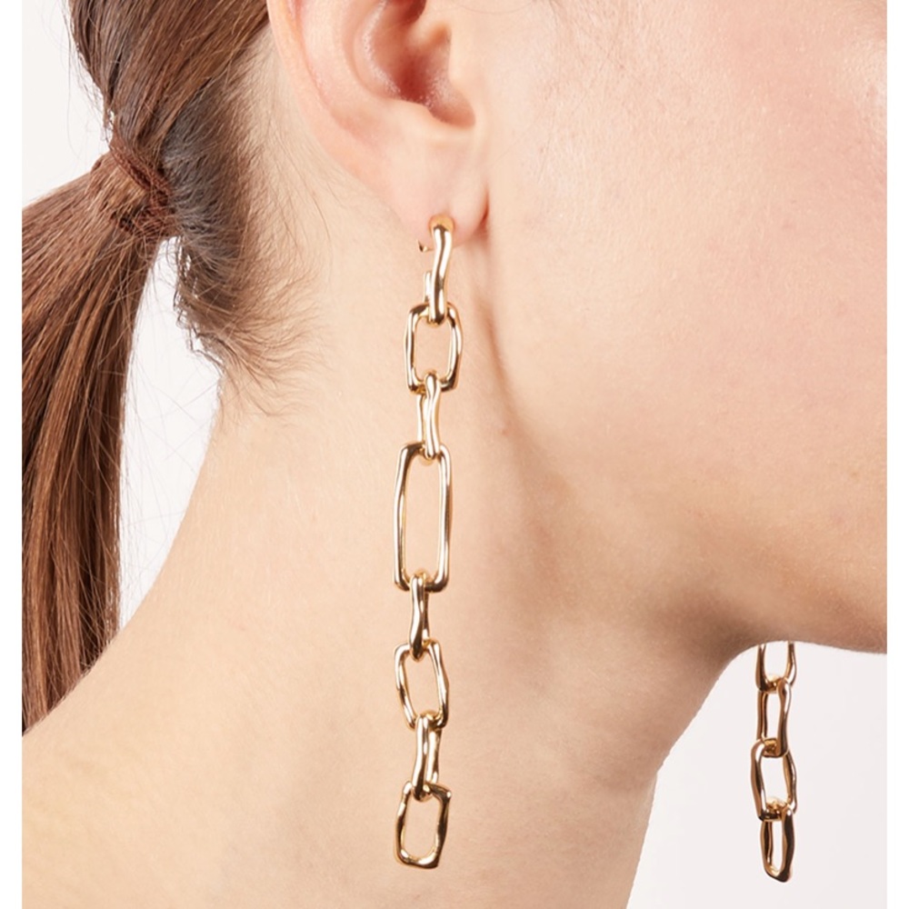 Alexis Bittar Long Chain Link Post Earrings